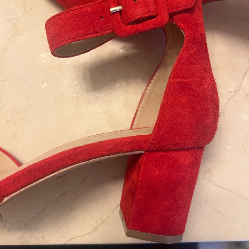 Kurt Geiger Vibrant Red Suede Heels - Picture 5 of 7